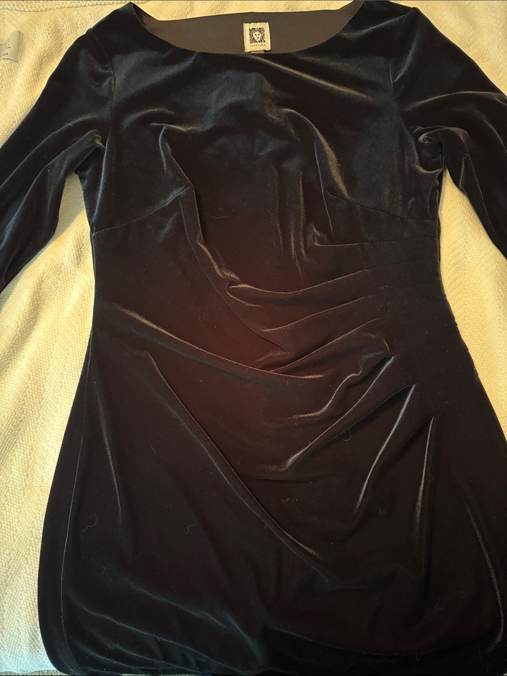 Anne Klein Black Velvet Long-Sleeve Sheath Dress